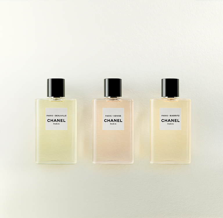 Les Eaux de Chanel colección de perfumes: Deauville, Biarritz y Venise.