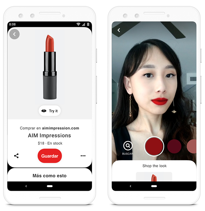 Herramienta Try on de Pinterest