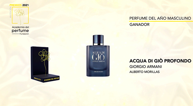 PREMIOS ACADEMIA DEL PERFUME 2021 Perfume del año masculino: Acqua di Giò Profondo de Armani