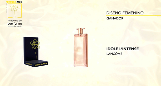 Diseño femenino: Idôle L´Intense de Lancôme (narices: Shyamala Maisondieu, Adriana Medina-Báez y Nadege le Garlantezec)